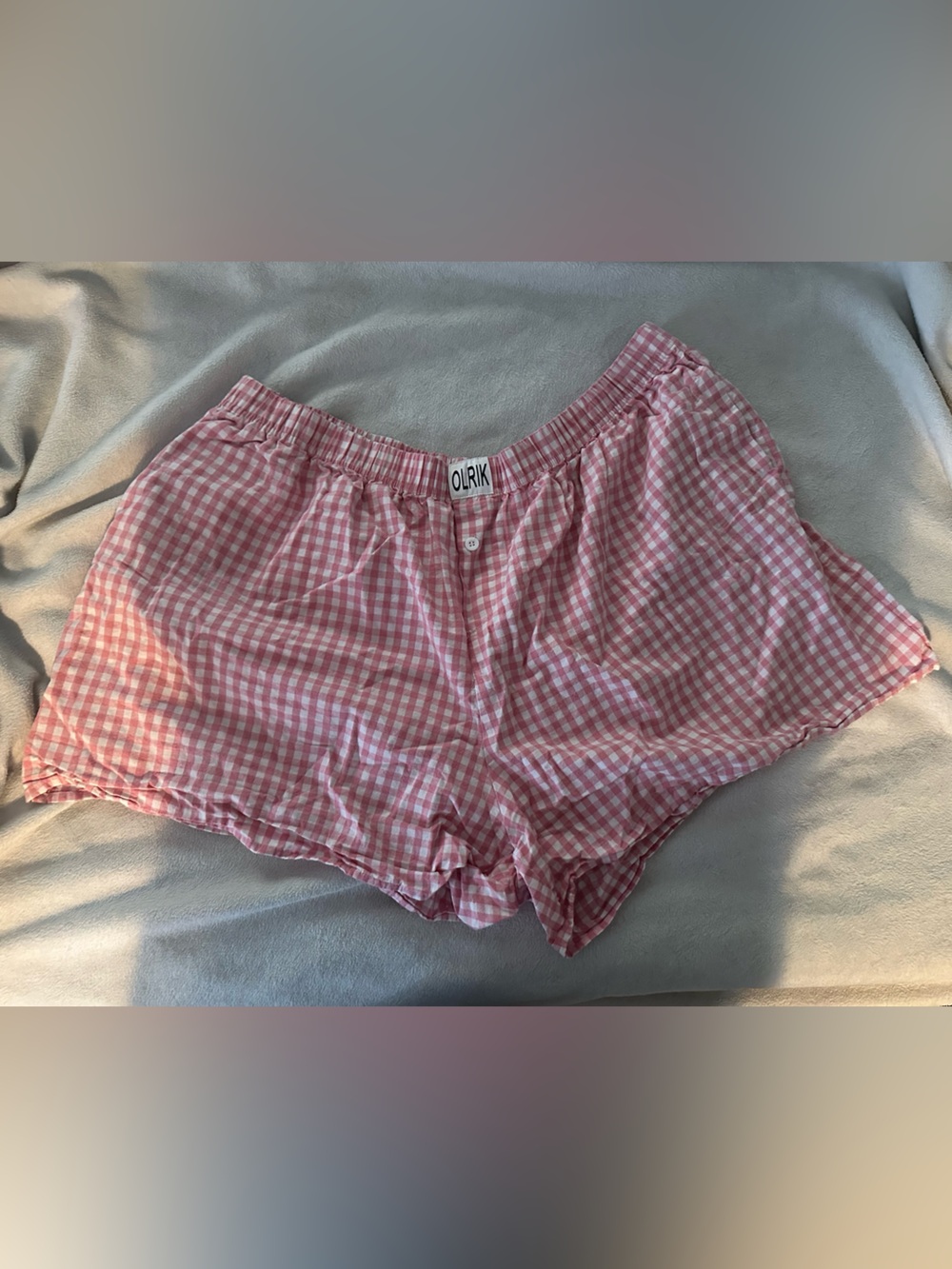 Pink Gingham Athletic Lounge Shorts for Women